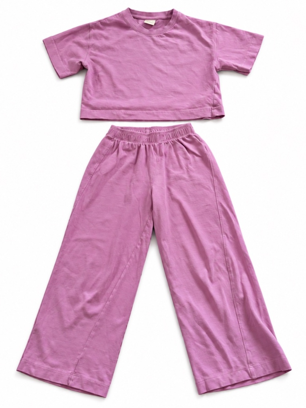 Zara Girls Pink 2 Piece Set Crop T-Shirt & Wide Leg Pants Age 9–10Y